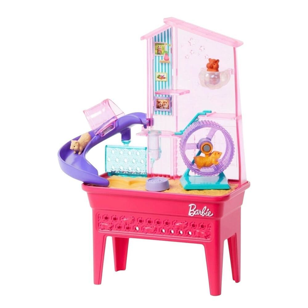 New Barbie World Hamster Pet Playground Playset Wheel Slide Food - Picture 5 of 8